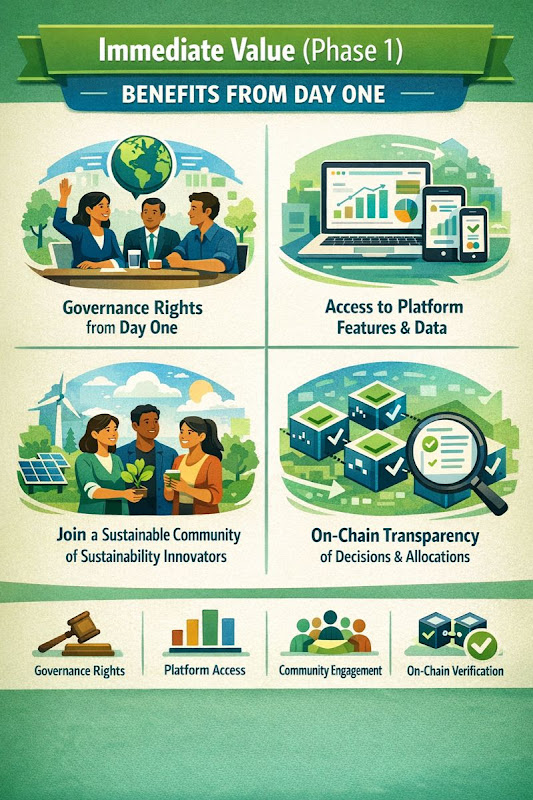 SDA Token Phase 1: Immediate Value - Community governance, platform access, community engagement, and on-chain verification